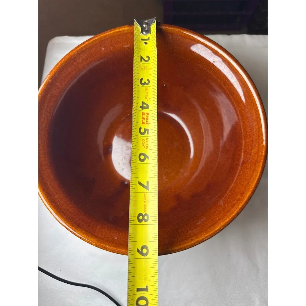 Vintage Marcrest Stoneware Ribbed Brown Glazed Mixing Bowl 9.5 Inch